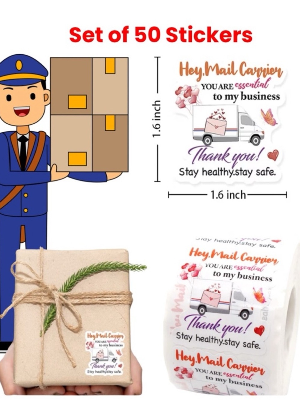 Fun Thank You Sticker Pack Shipping Stickers Appreciation